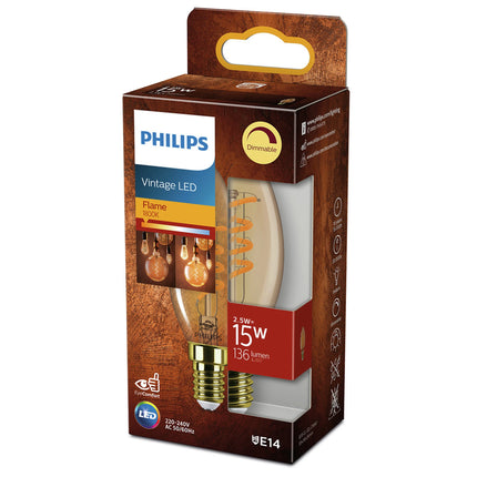 PHILIPS - Vintage Led - E27  - 15 W - 250 Lumen - 1800 K - Flame - Candle image