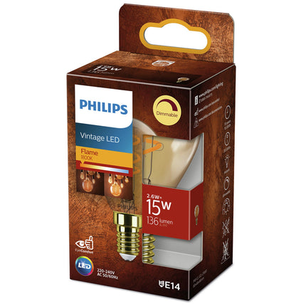 PHILIPS - Vintage Led - E14 - 15 W - 136 Lumen - 1800 K - Flame - Bulb image