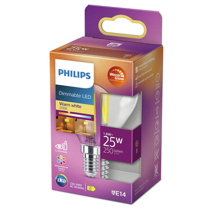 PHILIPS - Light Bulb - E14 - 25 W - 250 Lumen - 2200 K - 2700 K - Bright - Bulb - Warm Glow image