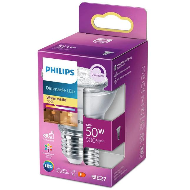 PHILIPS - Reflector Spot - E27 - 50 W - 500 Lumen - 2700 K - Bright - Par 20 image
