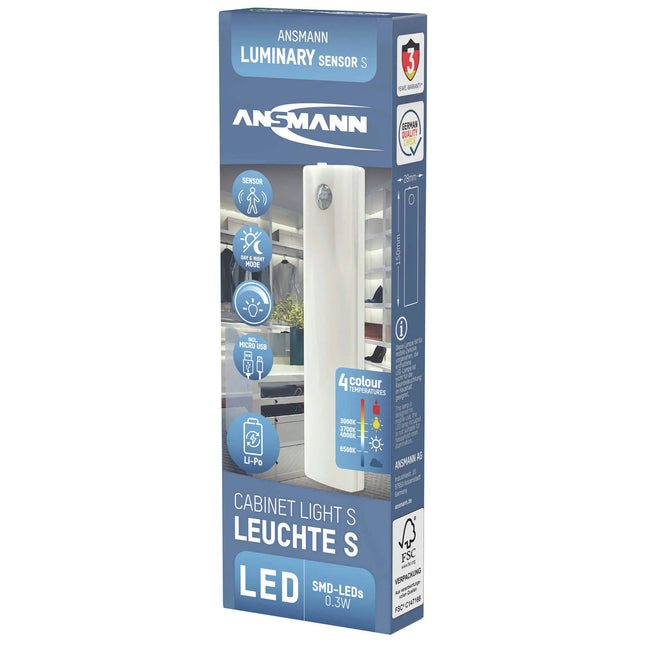 ANSMANN Rechargeable LED Cabinet Lamp - Motion detector - Rechargeable - 6 W 3700 - 6000 K - Frosted - Light strip - Dimmable image