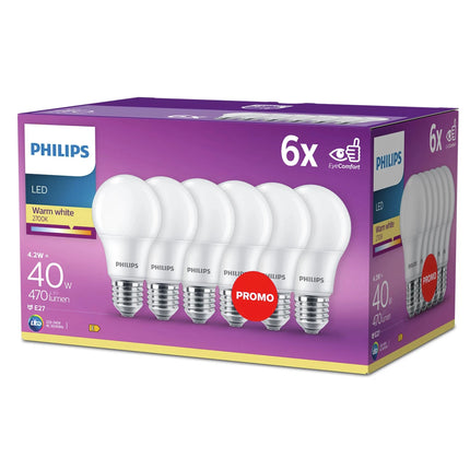 PHILIPS - Light Bulb - E27 - 40 W - 470 Lumen - 2700 K - Frosted - Bulb - Multi Pack image