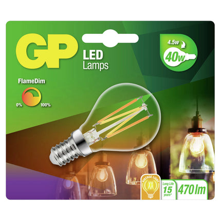 GP - Light Bulb - E14 - 40 W - 470 Lumen - 2200 K - 2700 K - Bright - Bulb - Dimmable  - Flame Dim image