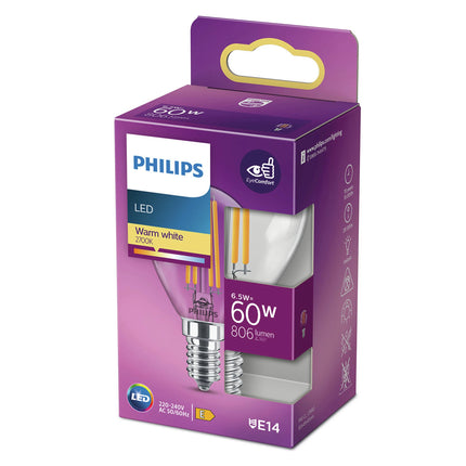 PHILIPS - Light Bulb - E14 - 60 W - 806 Lumen - 2700 K - Bright - Bulb image