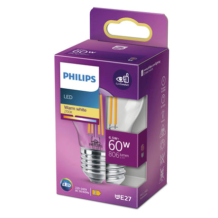 PHILIPS - Light Bulb - E27 - 60 W - 806 Lumen - 2700 K - Bright - Bulb image