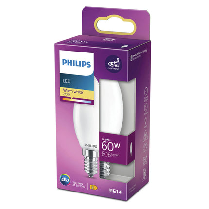 PHILIPS - Light Bulb - E14 - 60 W - 806 Lumen - 2700 K - Frosted - Candle image