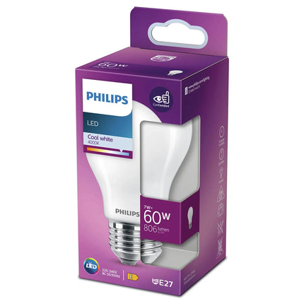 PHILIPS - Light Bulb - E27 - 60 W - 806 Lumen - 4000 K - Frosted - Bulb image