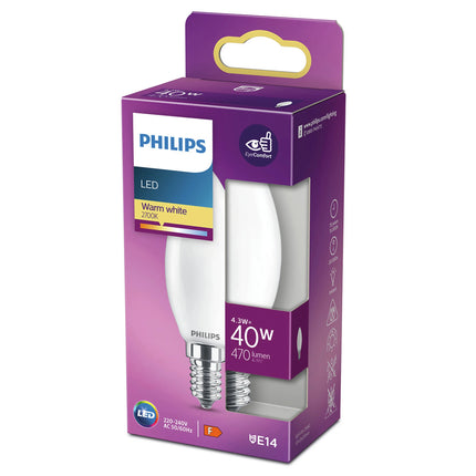 PHILIPS - Light Bulb - E14 - 40 W - 470 Lumen - 2700 K - Frosted - Candle image