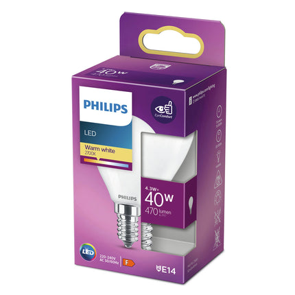 PHILIPS - Light Bulb - E14 - 40 W - 470 Lumen - 2700 K - Frosted - Bulb image