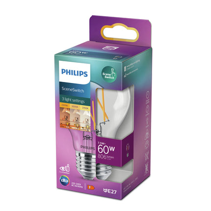 PHILIPS - Light Bulb - E27 - 60 W - 806 Lumen - 2200 K - 2700 K - Bright - Bulb - Dimmable image
