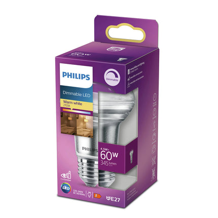 PHILIPS - Reflector Spot - E27 - 60 W - 345 Lumen - 2700 K - Bright - Bulb - Dimmable image
