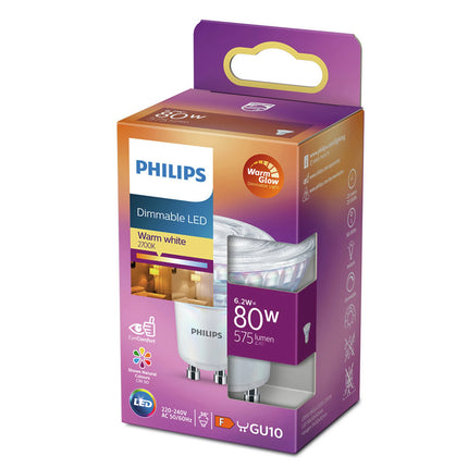 PHILIPS - Reflector Spot - GU10 - 80 W - 575 Lumen - 2700 K - Bright - Reflector Spot - Dimmable  - Warm Glow image
