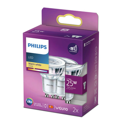 PHILIPS - Reflector Spot - GU10 - 25 W - 215 Lumen - 2700 K - Bright - Reflector Spot - Duo Pack image