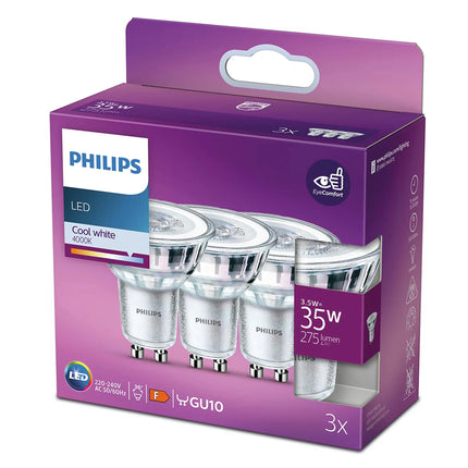 PHILIPS - Reflector Spot - GU10 - 35 W - 275 Lumen - 4000K - Bright - Reflector Spot - Multi Pack image