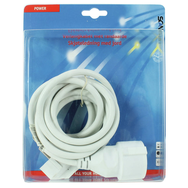 SCANPART - Extension cable - Socket 230 V (Male) - Plug 230 V (Female) 3.0 m 3 x 1.5 mm Grounded|Soft PVC|Angled plug image