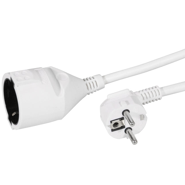EXIN - Extension cable - Contrast plug 230 V (Male) - angled - Plug 230 V (Female) 5.0 m 3 x 1.5 mm Grounded|Soft PVC|Angled plug image
