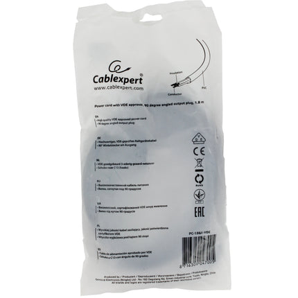 GEMBIRD - Device cord - Plug 230 V (Male) - C13 Schuko (Female) - angled 1.8 m 3 x 0.75 mm Kema Keur image