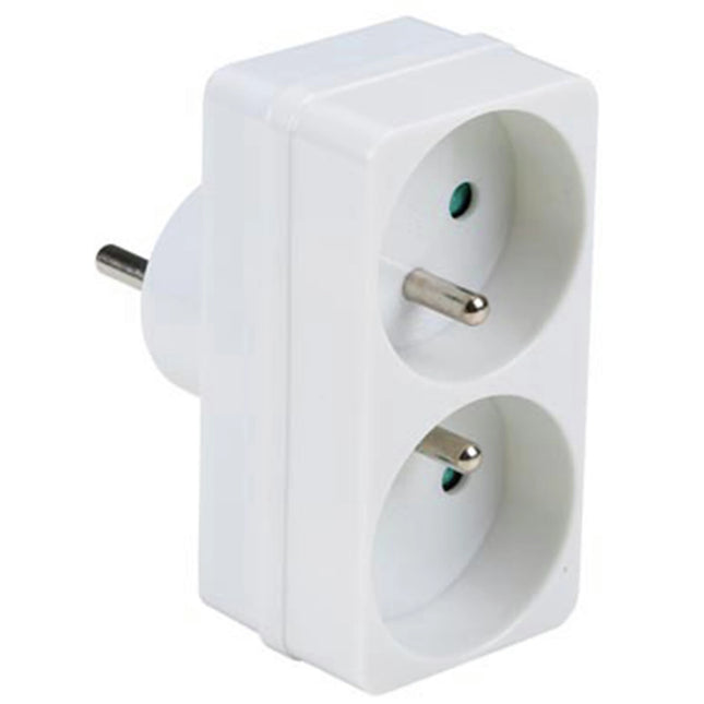 PEREL - Adapter plug - Domino 2 x Pen Grounding Socket (BE) to Pen Grounding plug (BE) - 1.5 m image
