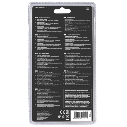 VIVANCO - Travel Plug set - EU plug | US plug to US plug | UK plug | Commonwealth plug image