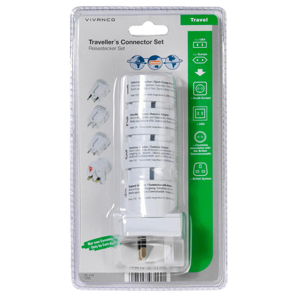 VIVANCO - Travel Plug set - EU plug | US plug to US plug | UK plug | Commonwealth plug image