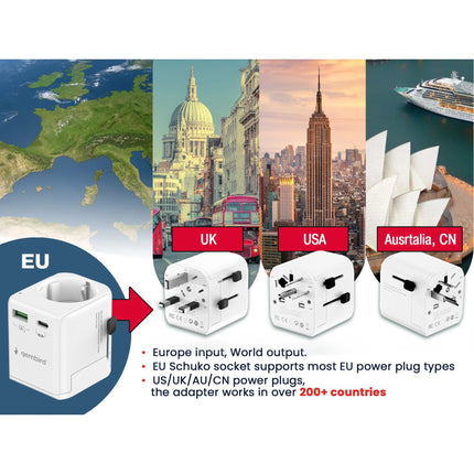GEMBIRD - Travel Adapter - Universal - EU Socket - World (200+ countries) image