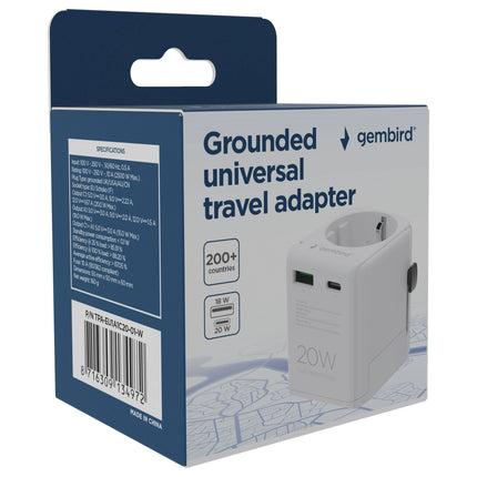 GEMBIRD - Travel Adapter - Universal - EU Socket - World (200+ countries) image