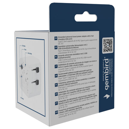 GEMBIRD - Travel Adapter - Universal - EU Socket - World (200+ countries) image
