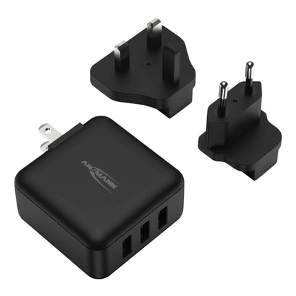 ANSMANN - Adapter plug - 3 x USB A to Euro plug | US plug | UK plug image