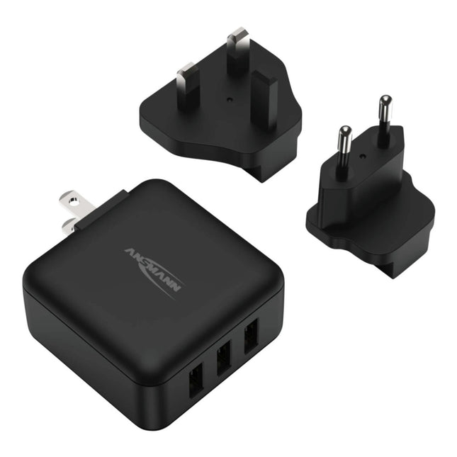 ANSMANN - Adapter plug - 3 x USB A to Euro plug | US plug | UK plug image
