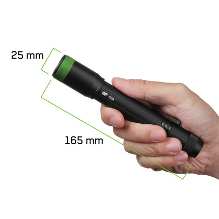GP - Flashlight - CR33 - 150 lumens - Black + Green - 2x AA batteries image