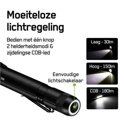 GP - Flashlight - CR33 - 150 lumens - Black + Green - 2x AA batteries image
