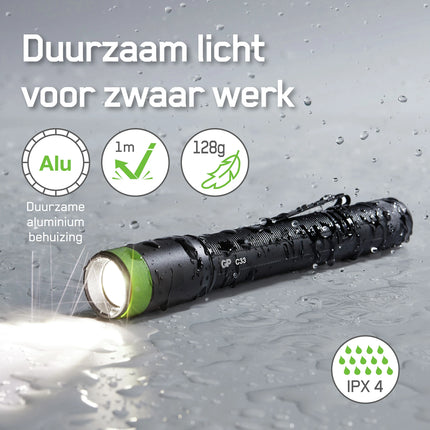 GP - Flashlight - CR33 - 150 lumens - Black + Green - 2x AA batteries image