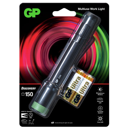 GP - Flashlight - CR33 - 150 lumens - Black + Green - 2x AA batteries image