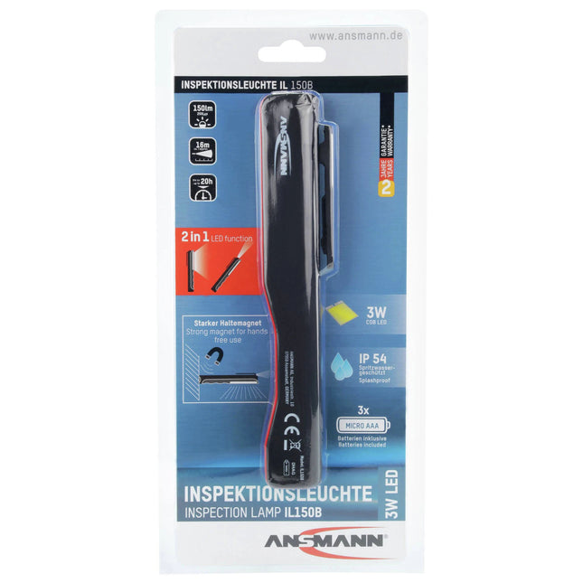 ANSMANN - Flashlight - IL150B - 150 lumens - Black + Red - 3x AAA batteries image