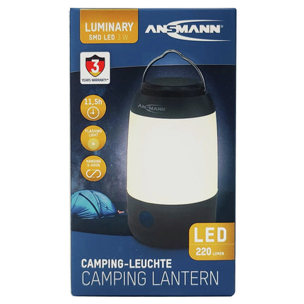 ANSMANN - Lantern - Camping Flashlight - 230 Lumen - Black - 3x AAA Batteries image