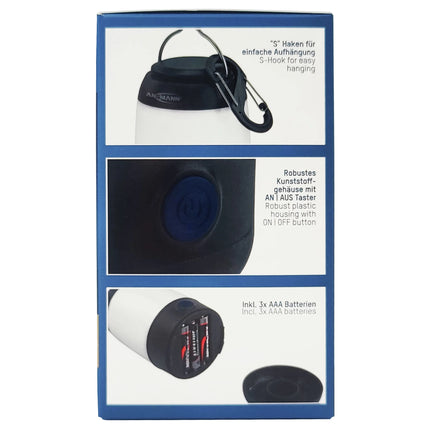 ANSMANN - Lantern - Camping Flashlight - 230 Lumen - Black - 3x AAA Batteries image
