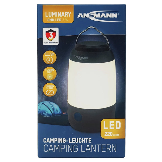 ANSMANN - Lantern - Camping Flashlight - 230 Lumen - Black - 3x AAA Batteries image