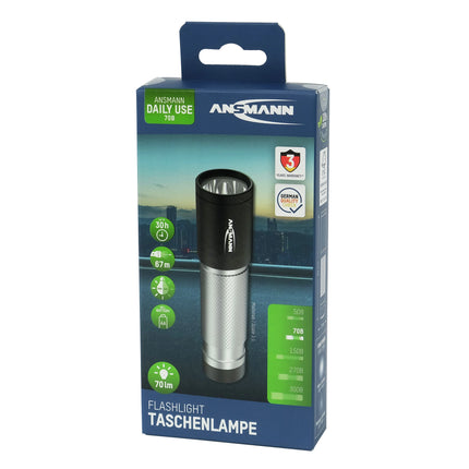 ANSMANN - Flashlight - 70B - 70 lumens - Black + Silver - 1x AA battery image