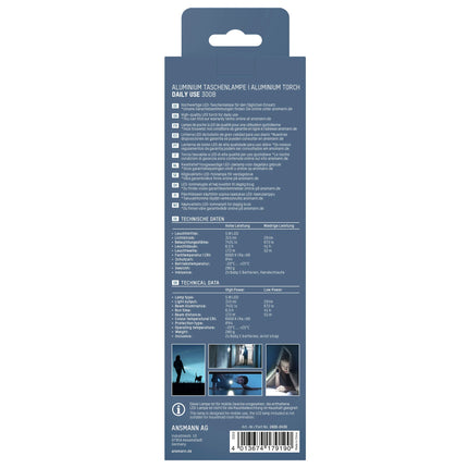 ANSMANN - Flashlight - 300B - 315 lumens - Black + Silver - 1x C battery image