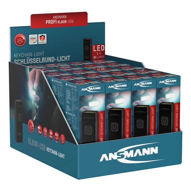 ANSMANN - LED keychain flashlight 80Lm 20 pieces display - KL80R image