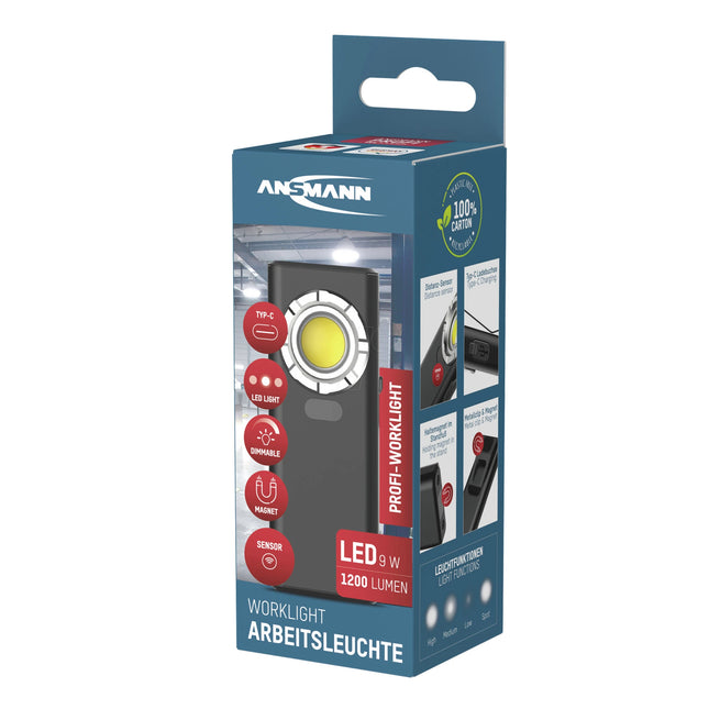 ANSMANN - Flashlight - Work Light - WL1200R-DS - 1200 lumens - Black - Rechargeable image
