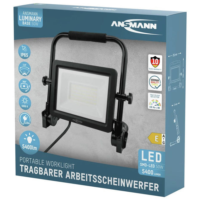 ANSMANN FL50W - AC - LED Work Light - Robust Frame - Orientable - Suspendable - 50 W - 2200 Lumen - 5000 K - Bright - Spotlight image