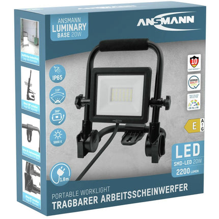 ANSMANN FL20W - AC - LED Work Light - Robust Frame - Orientable - Suspendable - 20 W - 2200 Lumen - 5000 K - Bright - Spotlight image