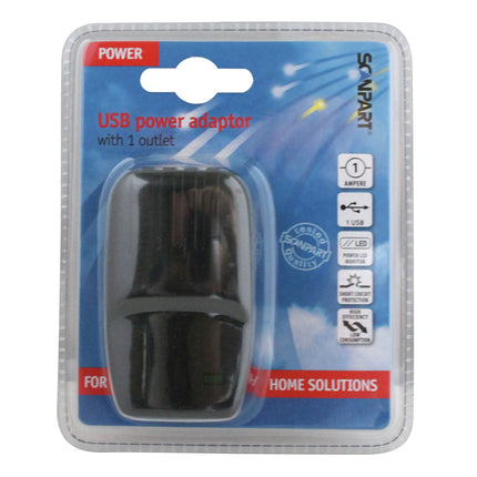 SCANPART - USB power adapter 1xUSB 5V-1A black image