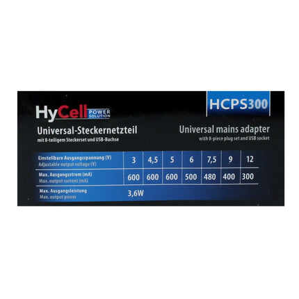 HYCELL - universal power supply 3.6W + 8 tips and USB-A(F) - HCPS300 image
