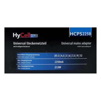 HYCELL - universal power supply 27W + 8 tips and USB-A(F) - HCPS2250 image