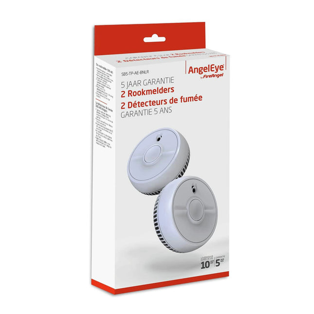 ANGELEYE - Optical smoke detector - 2 pieces - SB5-TP-AE - Life span: 10 years - With replaceable battery image