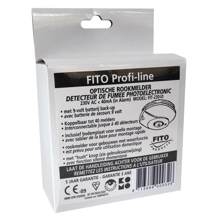 FITO - Optical smoke detector - FIT-23010 - Connectable - Life span: 10 years - With replaceable battery image