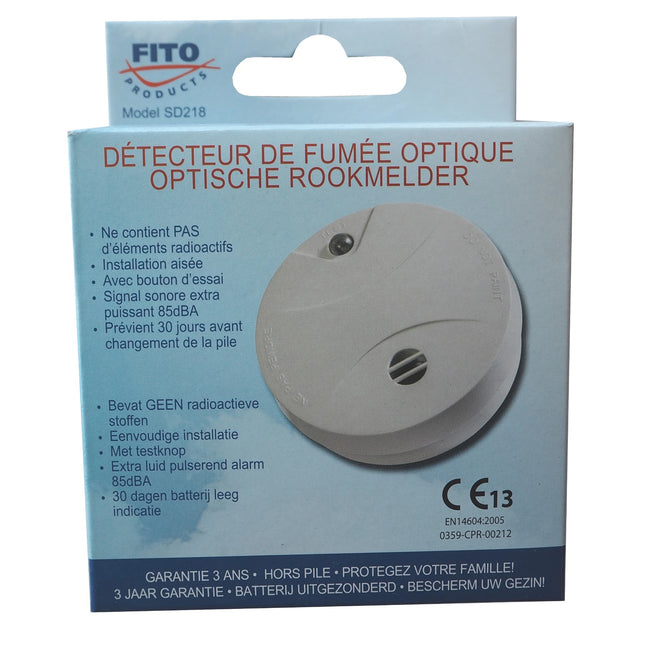 FITO - Optical smoke detector - SD218 - Life span: 10 years - With replaceable battery image
