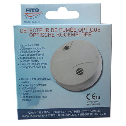 FITO - Optical smoke detector - SD218 - Life span: 10 years - With replaceable battery image